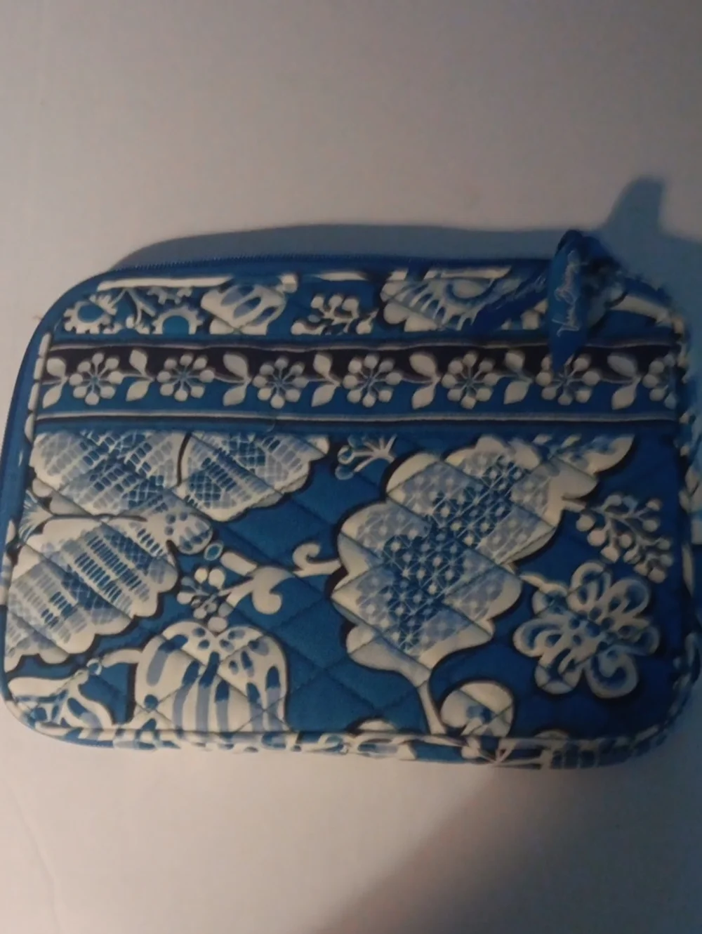 Vera Bradley Quilted Blue Floral Cosmetic Pouch